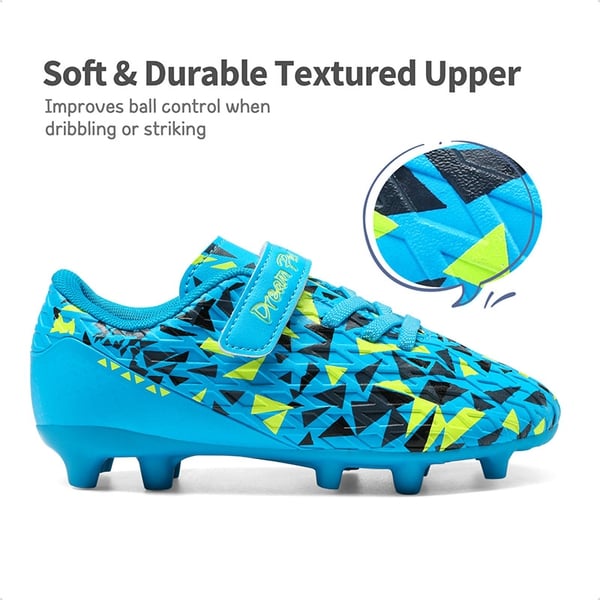 Kids Hook-and-loop Strap Soccer Cleats - ROYAL BLUE NEON GREEN - 3